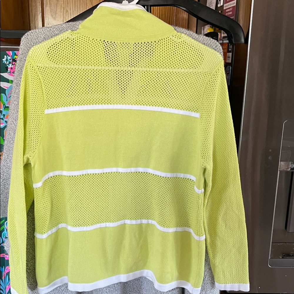 Chico’s Zenergy Soze 2 or Larger Knit Full Zip Sweater Lime Green Stretch - Picture 6 of 7